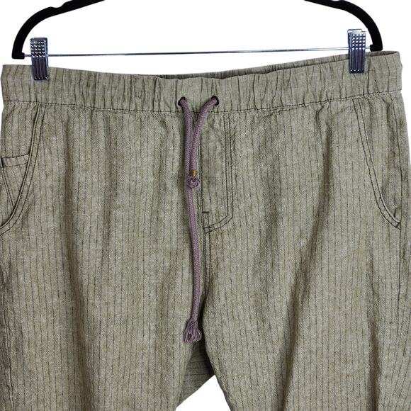Howe Pull On Linen Blend‎ Striped Shorts Green Men's Size 36 - Picture 2 of 9